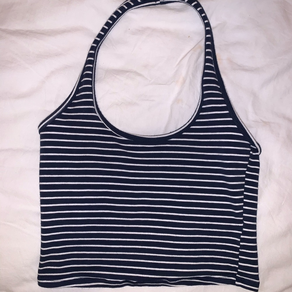 Stripped halter crop top
